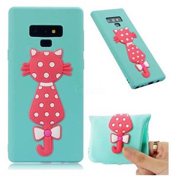 Polka Dot Cat Soft 3D Silicone Case for Samsung Galaxy Note9 - Sky Blue