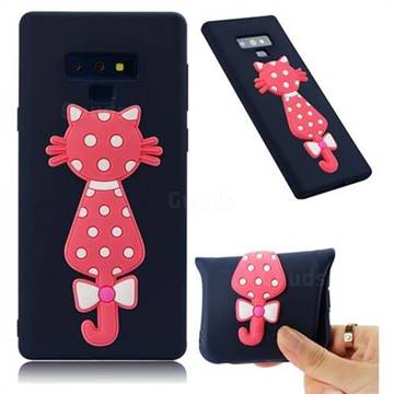 Polka Dot Cat Soft 3D Silicone Case for Samsung Galaxy Note9 - Navy