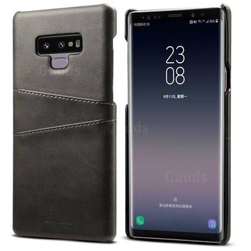 Suteni Retro Classic Card Slots Calf Leather Coated Back Cover for Samsung Galaxy Note9 - Black