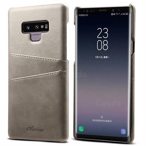 Suteni Retro Classic Card Slots Calf Leather Coated Back Cover for Samsung Galaxy Note9 - Gray
