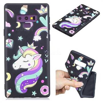 Candy Unicorn 3D Embossed Relief Black TPU Cell Phone Back Cover for Samsung Galaxy Note9