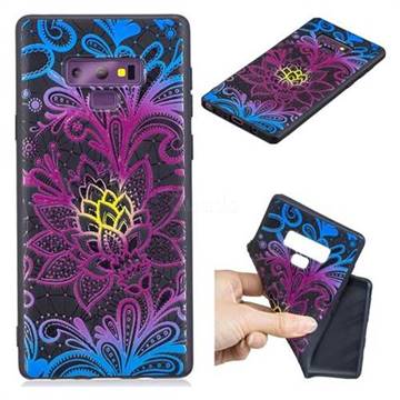 Colorful Lace 3D Embossed Relief Black TPU Cell Phone Back Cover for Samsung Galaxy Note9
