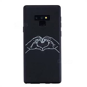 Heart Hand Stick Figure Matte Black TPU Phone Cover for Samsung Galaxy Note9