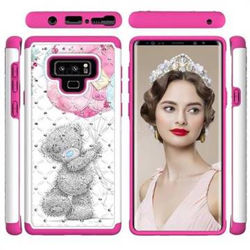 Gray Bear Studded Rhinestone Bling Diamond Shock Absorbing Hybrid Defender Rugged Phone Case Cover for Samsung Galaxy Note9