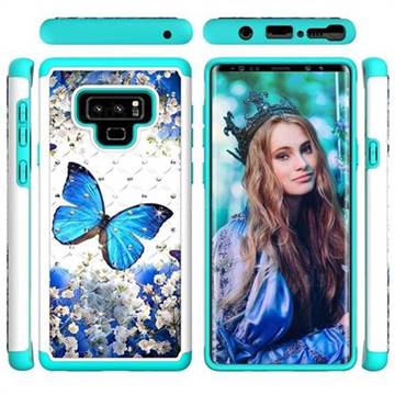 Flower Butterfly Studded Rhinestone Bling Diamond Shock Absorbing Hybrid Defender Rugged Phone Case Cover for Samsung Galaxy Note9