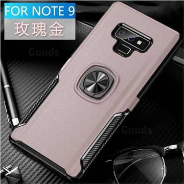 Knight Armor Anti Drop PC + Silicone Invisible Ring Holder Phone Cover for Samsung Galaxy Note9 - Rose Gold