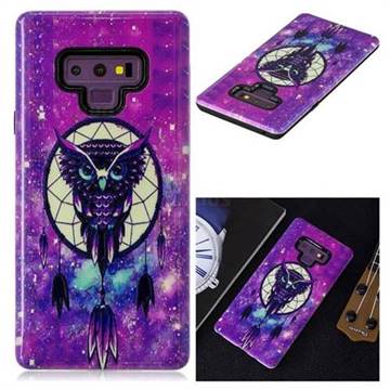 Starry Campanula Owl Pattern 2 in 1 PC + TPU Glossy Embossed Back Cover for Samsung Galaxy Note9
