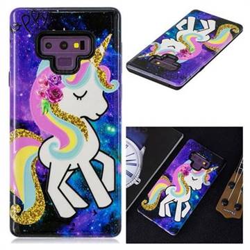 Rainbow Horse Pattern 2 in 1 PC + TPU Glossy Embossed Back Cover for Samsung Galaxy Note9