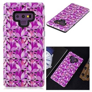 Lotus Flower Pattern 2 in 1 PC + TPU Glossy Embossed Back Cover for Samsung Galaxy Note9