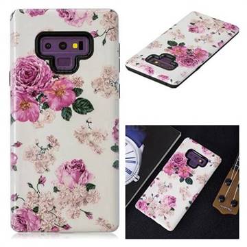 Rose Flower Pattern 2 in 1 PC + TPU Glossy Embossed Back Cover for Samsung Galaxy Note9