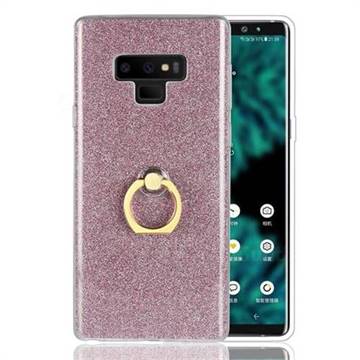 Luxury Soft TPU Glitter Back Ring Cover with 360 Rotate Finger Holder Buckle for Samsung Galaxy Note9 - Pink
