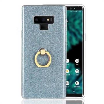 Luxury Soft TPU Glitter Back Ring Cover with 360 Rotate Finger Holder Buckle for Samsung Galaxy Note9 - Blue