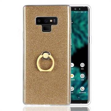 Luxury Soft TPU Glitter Back Ring Cover with 360 Rotate Finger Holder Buckle for Samsung Galaxy Note9 - Golden