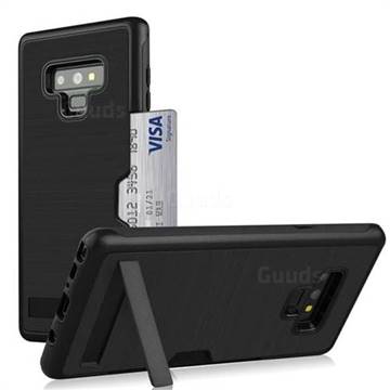 Brushed 2 in 1 TPU + PC Stand Card Slot Phone Case Cover for Samsung Galaxy Note9 - Black