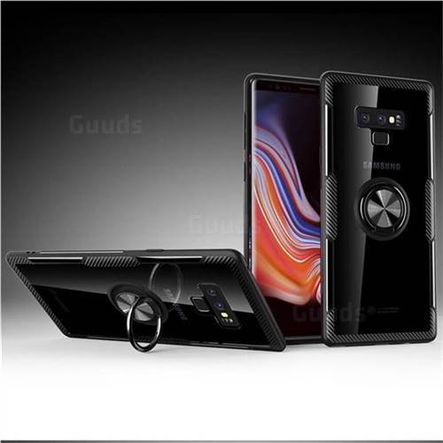 Acrylic Glass Carbon Invisible Ring Holder Phone Cover for Samsung Galaxy Note9 - Black