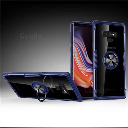 Acrylic Glass Carbon Invisible Ring Holder Phone Cover for Samsung Galaxy Note9 - Azure