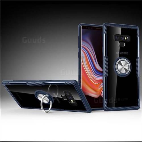 Acrylic Glass Carbon Invisible Ring Holder Phone Cover for Samsung Galaxy Note9 - Navy