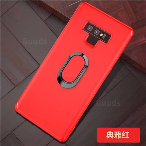 Anti-fall Invisible 360 Rotating Ring Grip Holder Kickstand Phone Cover for Samsung Galaxy Note9 - Red