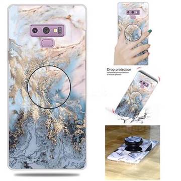 Golden Gray Marble Pop Stand Holder Varnish Phone Cover for Samsung Galaxy Note9