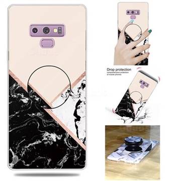 Black White Marble Pop Stand Holder Varnish Phone Cover for Samsung Galaxy Note9