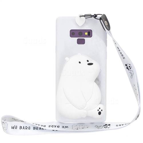 White Polar Bear Neck Lanyard Zipper Wallet Silicone Case for Samsung Galaxy Note9