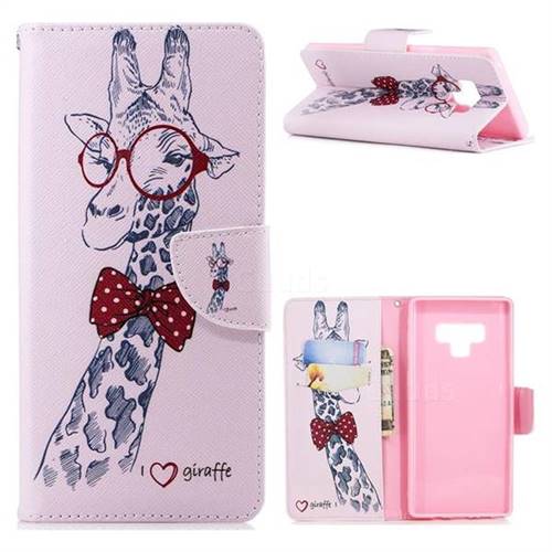 Glasses Giraffe Leather Wallet Case for Samsung Galaxy Note9