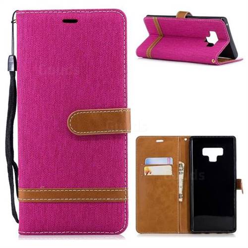 Jeans Cowboy Denim Leather Wallet Case for Samsung Galaxy Note9 - Rose
