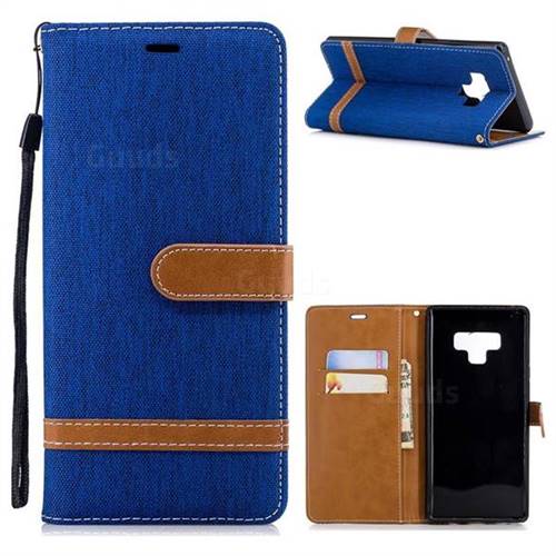 Jeans Cowboy Denim Leather Wallet Case for Samsung Galaxy Note9 - Sapphire