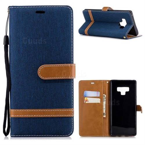 Jeans Cowboy Denim Leather Wallet Case for Samsung Galaxy Note9 - Dark Blue