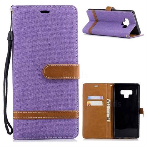 Jeans Cowboy Denim Leather Wallet Case for Samsung Galaxy Note9 - Purple