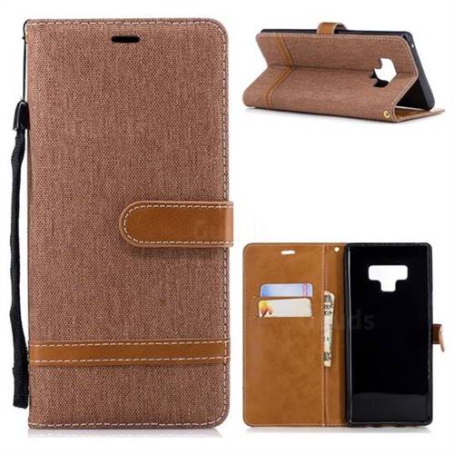 Jeans Cowboy Denim Leather Wallet Case for Samsung Galaxy Note9 - Brown