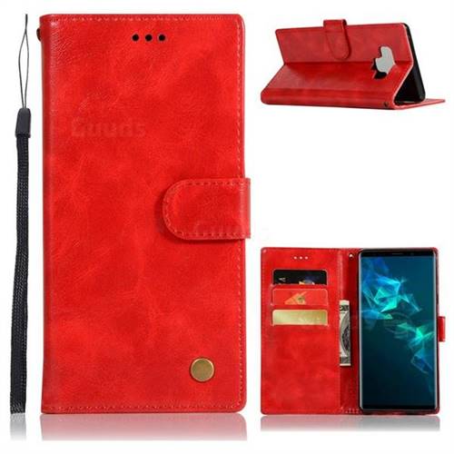 Luxury Retro Leather Wallet Case for Samsung Galaxy Note9 - Red