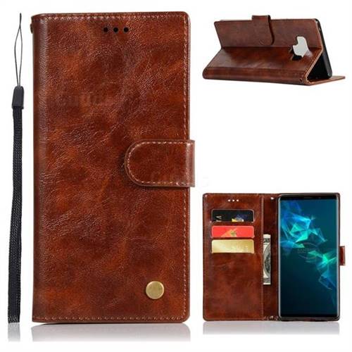 Luxury Retro Leather Wallet Case for Samsung Galaxy Note9 - Brown