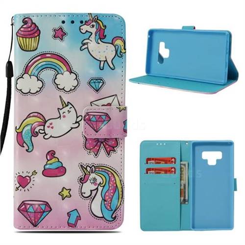Diamond Pony 3D Painted Leather Wallet Case for Samsung Galaxy Note9