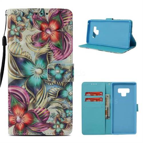 Kaleidoscope Flower 3D Painted Leather Wallet Case for Samsung Galaxy Note9