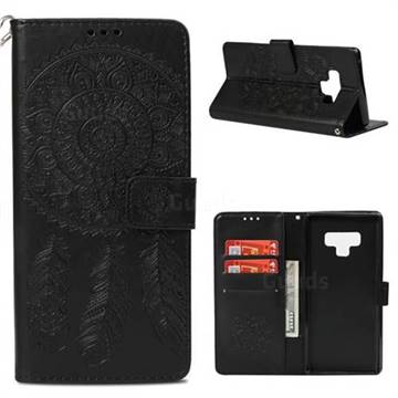 Embossing Campanula Flower Leather Wallet Case for Samsung Galaxy Note9 - Black