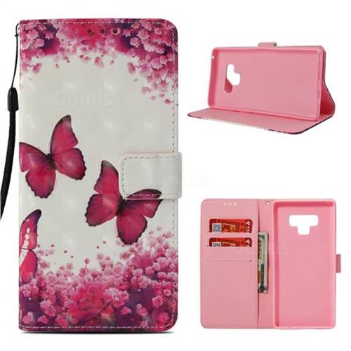 Rose Butterfly 3D Painted Leather Wallet Case for Samsung Galaxy Note9