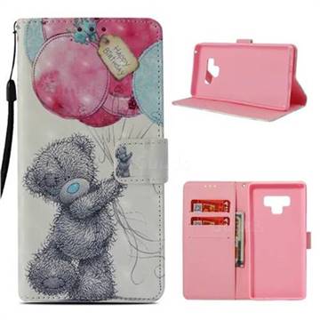Gray Bear 3D Painted Leather Wallet Case for Samsung Galaxy Note9