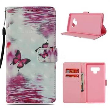 Purple Butterfly 3D Painted Leather Wallet Case for Samsung Galaxy Note9