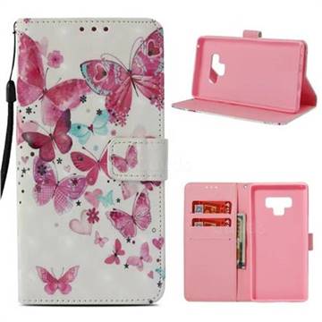 Heart Butterfly 3D Painted Leather Wallet Case for Samsung Galaxy Note9