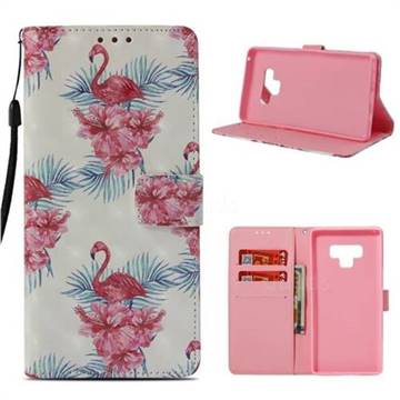 Flamingo and Azaleas 3D Painted Leather Wallet Case for Samsung Galaxy Note9