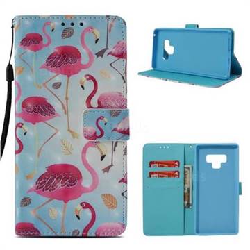 Foraging Flamingo 3D Painted Leather Wallet Case for Samsung Galaxy Note9