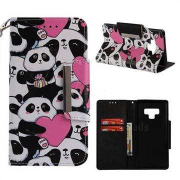 Heart Panda Big Metal Buckle PU Leather Wallet Phone Case for Samsung Galaxy Note9