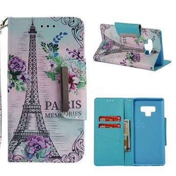 Fresh Tower Big Metal Buckle PU Leather Wallet Phone Case for Samsung Galaxy Note9