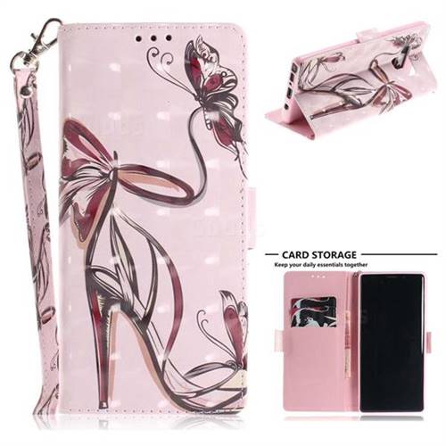 Butterfly High Heels 3D Painted Leather Wallet Phone Case for Samsung Galaxy Note9