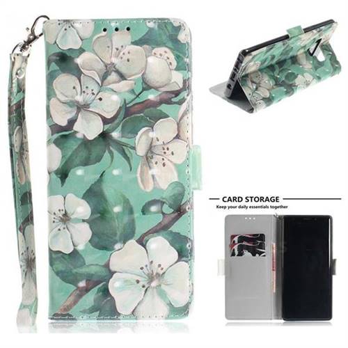 Watercolor Flower 3D Painted Leather Wallet Phone Case for Samsung Galaxy Note9