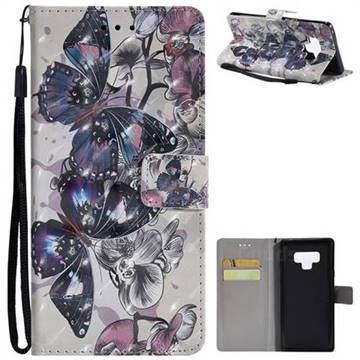 Black Butterfly 3D Painted Leather Wallet Case for Samsung Galaxy Note9