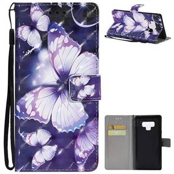 Violet butterfly 3D Painted Leather Wallet Case for Samsung Galaxy Note9