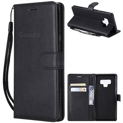 Retro Greek Classic Smooth PU Leather Wallet Phone Case for Samsung Galaxy Note9 - Black