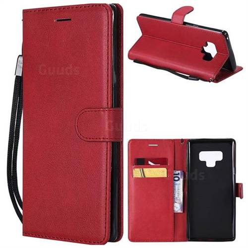Retro Greek Classic Smooth PU Leather Wallet Phone Case for Samsung Galaxy Note9 - Red